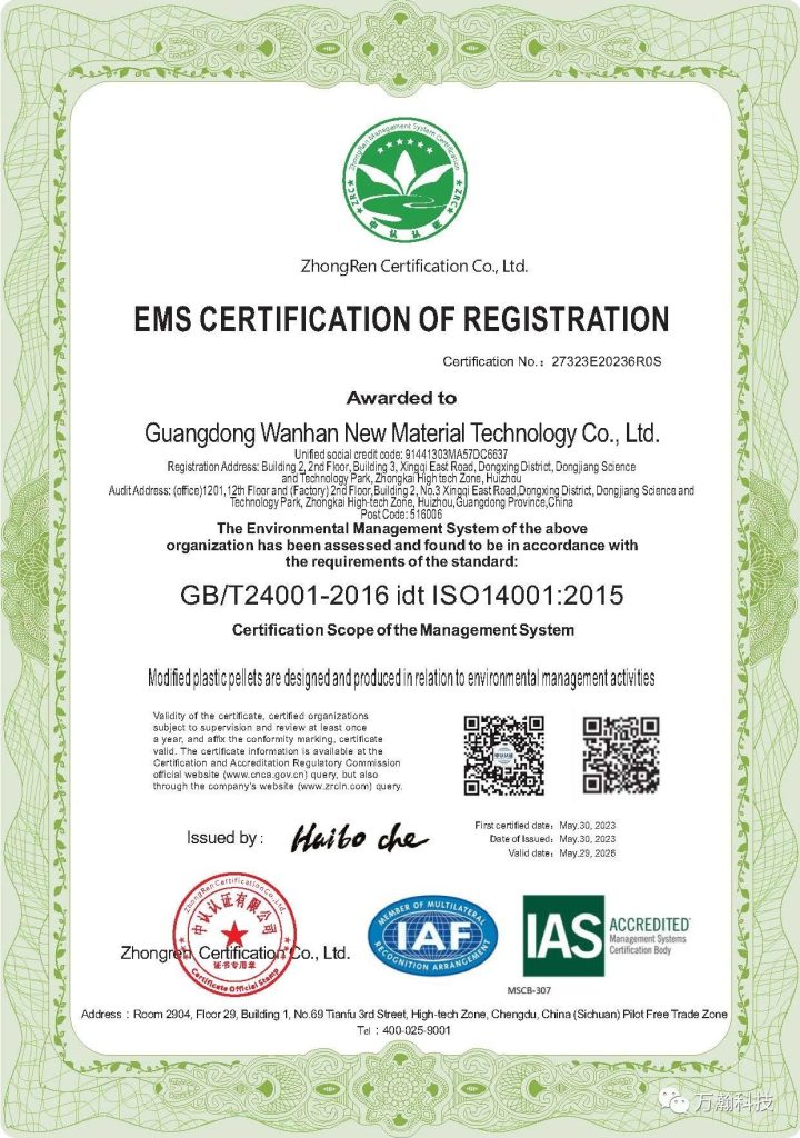 ISO 14001 environmental management certificate