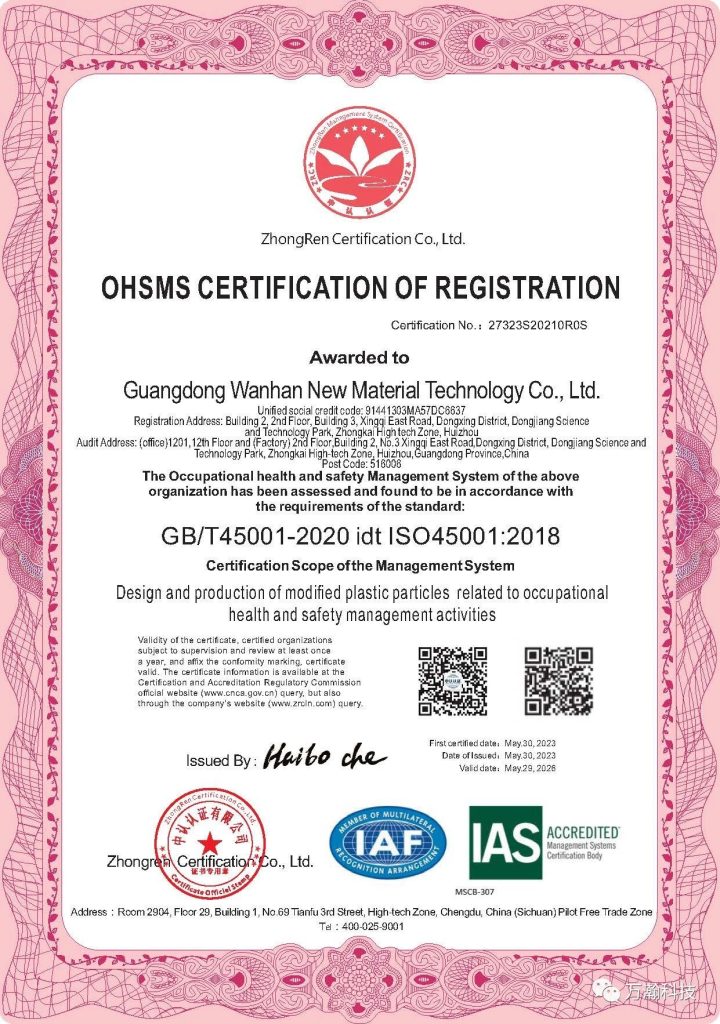 ISO 45001 occupational health and safety certificate