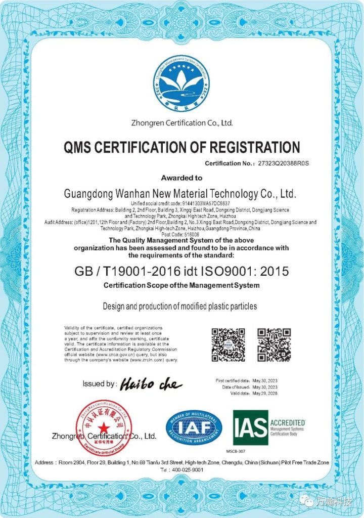 ISO 9001 quality management certificate