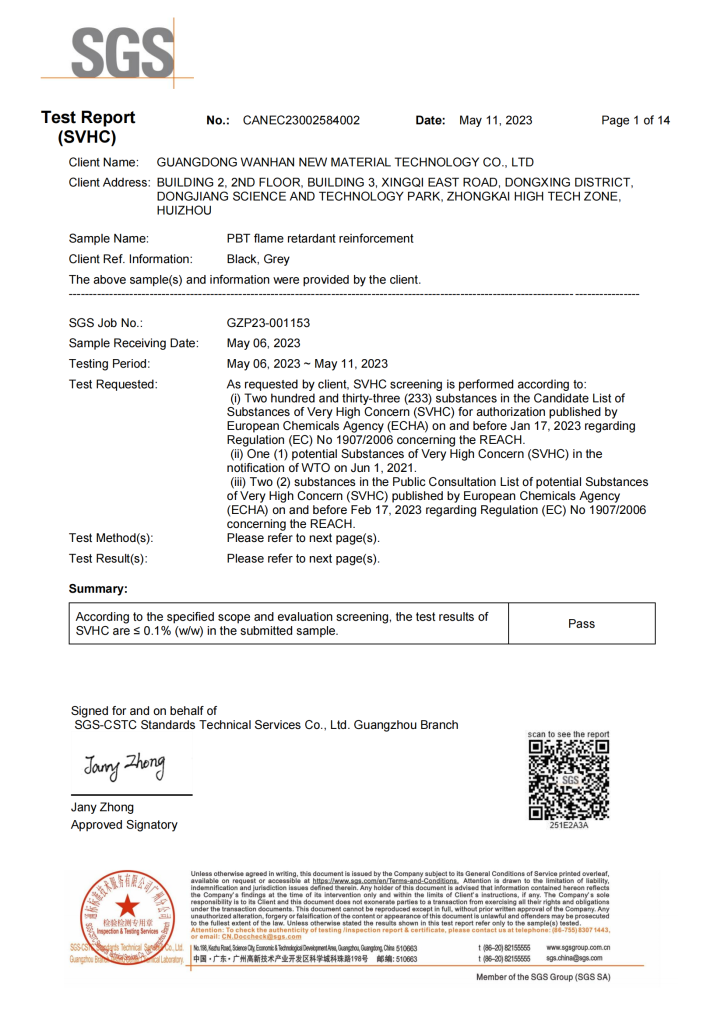 REACH compliance document for engineering plastics