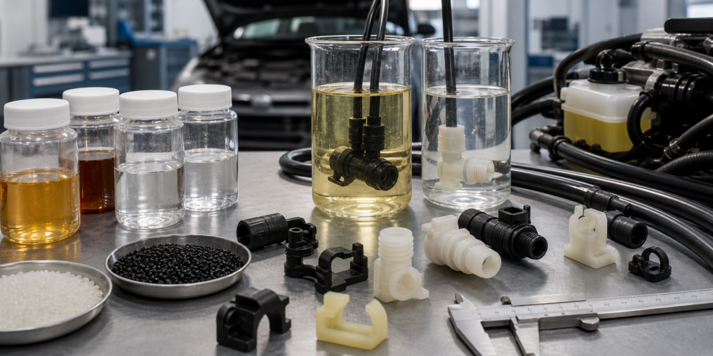 Prüfung der Kraftstoffbeständigkeit von Nylon anhand von Proben aus Benzin, Diesel, Ethanol und DEF sowie an geformten Kunststoffteilen