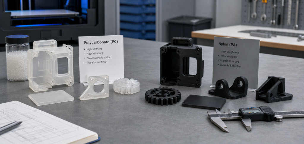 Vergleich zwischen PC- und Nylon-Filamenten anhand funktionsfähiger Druckteile und technischer Prüfwerkzeuge